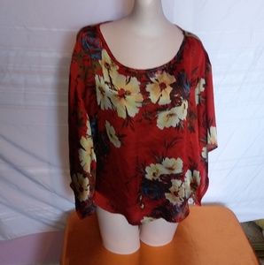 Foreign Exchange Floral 100% Polyester Top S
